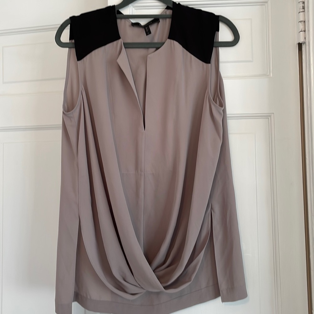 BCBG drape front sleeveless top